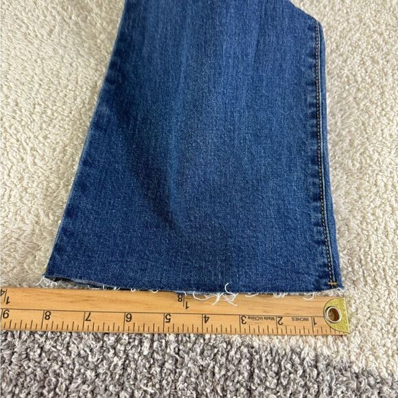 Forever 21 Jeans Womens Size 27 Y2K Flare Wide Leg Raw Hem High rise Denim New - Picture 9 of 10